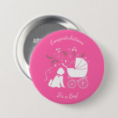 Goldendoodle Baby shower Roze Ronde Button 7,6 Cm (Voorkant /achterkant)
