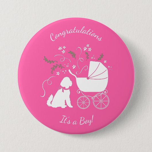 Goldendoodle Baby shower Roze Ronde Button 7,6 Cm (Voorkant)