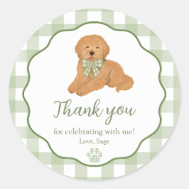 Goldendoodle Birthday Party Favor Thank You Ronde Sticker