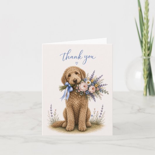 Goldendoodle Bloemboeket Bedankt (Voorkant)