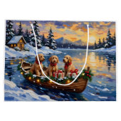 Goldendoodle Christmas Boat Holiday Groot Cadeauzakje (Achterkant)