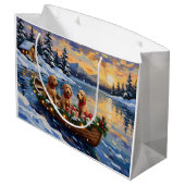 Goldendoodle Christmas Boat Holiday Groot Cadeauzakje (Achterkant Gekanteld)