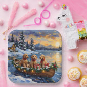 Goldendoodle Christmas Boat Holiday Papieren Bordje (Feest)