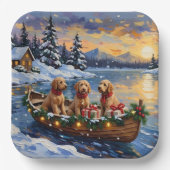 Goldendoodle Christmas Boat Holiday Papieren Bordje (Voorkant)
