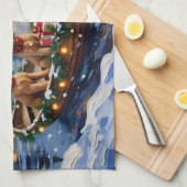 Goldendoodle Christmas Boat Holiday Theedoek (Quarter Fold)