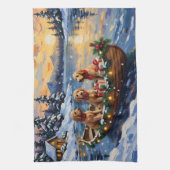 Goldendoodle Christmas Boat Holiday Theedoek (Verticaal)