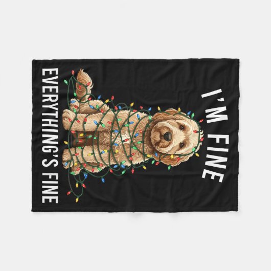 Goldendoodle Christmas I'm Fine Everything Is Fine Fleece Deken (Voorkant (Horizontaal))