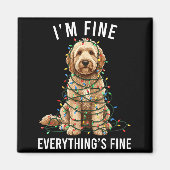 Goldendoodle Christmas I'm Fine Everything Is Fine Magneet (Voorkant)