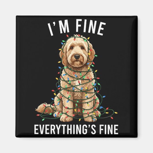 Goldendoodle Christmas I'm Fine Everything Is Fine Magneet (Voorkant)