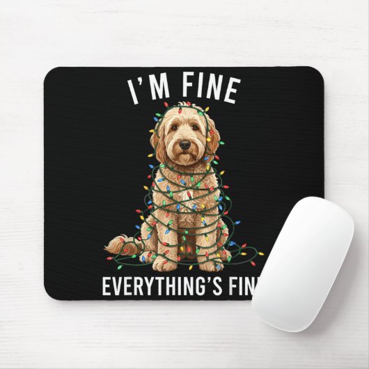 Goldendoodle Christmas I'm Fine Everything Is Fine Muismat (Met muis)