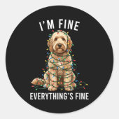 Goldendoodle Christmas I'm Fine Everything Is Fine Ronde Sticker (Voorkant)