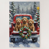 Goldendoodle Christmas Red Truck Holiday Legpuzzel (Verticaal)