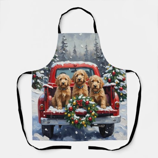 Goldendoodle Christmas Red Truck Holiday Schort (Voorkant)