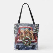 Goldendoodle Christmas Red Truck Holiday Tote Bag (Achterkant)