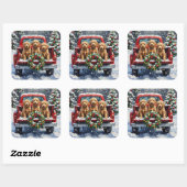 Goldendoodle Christmas Red Truck Holiday Vierkante Sticker (Vel)