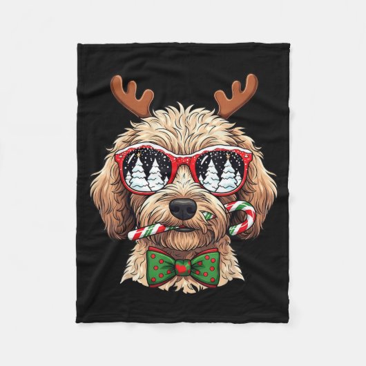 Goldendoodle Christmas Reindeer Holiday Dog Lover  Fleece Deken (Voorkant)