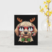 Goldendoodle Christmas Reindeer Holiday Dog Lover  Kaart (Gele Bloem)