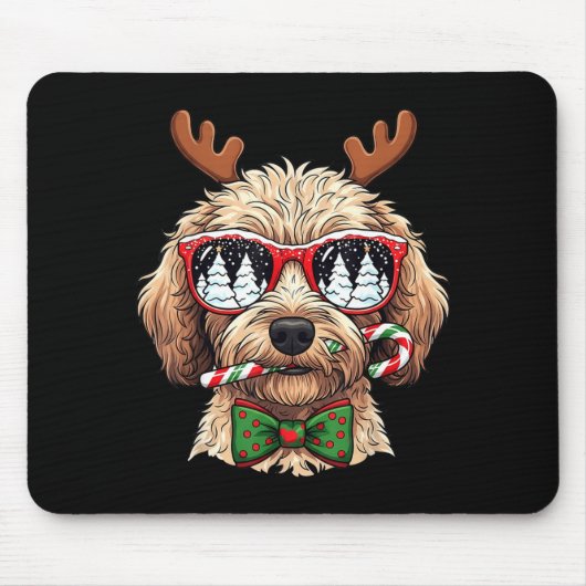 Goldendoodle Christmas Reindeer Holiday Dog Lover  Muismat (Voorkant)
