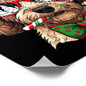 Goldendoodle Christmas Reindeer Holiday Dog Lover  Poster (Hoek)