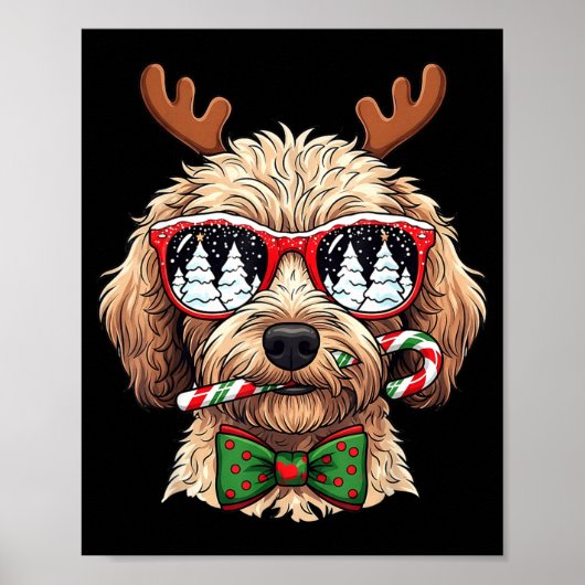 Goldendoodle Christmas Reindeer Holiday Dog Lover  Poster (Voorkant)