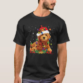 Goldendoodle Christmas Reindeer Lights Funny Dog X T-shirt (Voorkant)