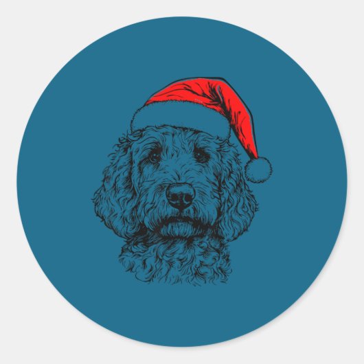 Goldendoodle Christmas Santa Hat Xmas Pajama Golde Ronde Sticker (Voorkant)