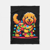 Goldendoodle Christmas Tree Xmas Lights Golden Doo Fleece Deken (Voorkant)