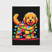 Goldendoodle Christmas Tree Xmas Lights Golden Doo Kaart (Voorkant)