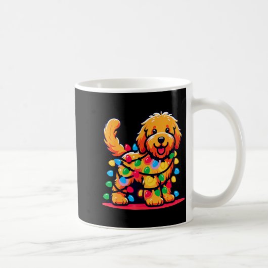 Goldendoodle Christmas Tree Xmas Lights Golden Doo Koffiemok (Rechts)