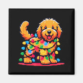 Goldendoodle Christmas Tree Xmas Lights Golden Doo Magneet (Voorkant)