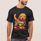 Goldendoodle Christmas Tree Xmas Lights Golden Doo T-shirt (Voorkant)
