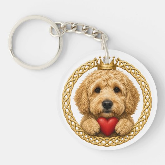 Goldendoodle Claddagh Sleutelhanger (Voorkant)