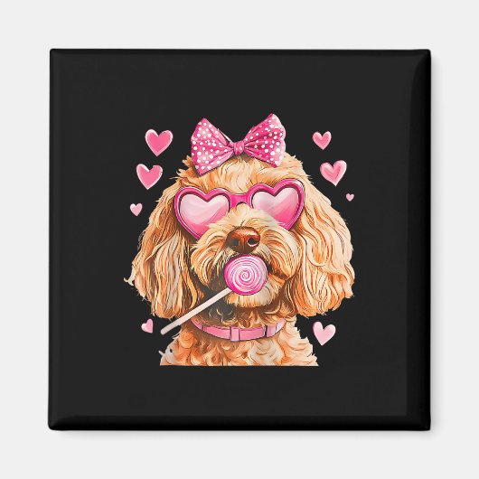 Goldendoodle Coquette Bow Valentijnsdag Raglan Bys Magneet (Voorkant)