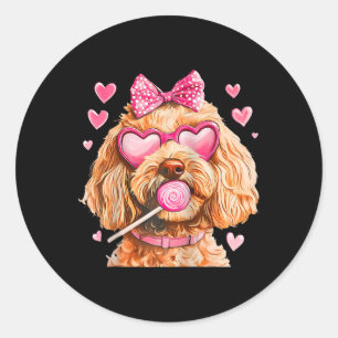 Goldendoodle Coquette Strik Raglan T-shirt voor Va Ronde Sticker