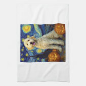 Goldendoodle Cute Dog Halloween Jack O Lantern Pum Theedoek (Verticaal)