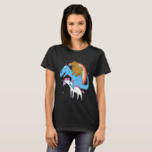 Goldendoodle Dinosaur Riding Unicorn Kids Men Rain T-shirt (Voorkant volledig)