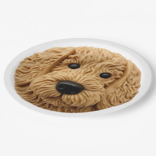 Goldendoodle Dog 3D geïnspireerd Papieren Bordje (Gekanteld)