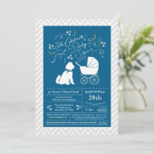 Goldendoodle Dog Baby shower Blue Boy Kaart (Staand voorkant)