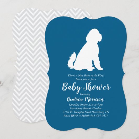 Goldendoodle Dog Baby shower Blue Boy Kaart (Voorkant / Achterkant)