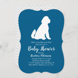 Goldendoodle Dog Baby shower Blue Boy Kaart