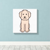 Goldendoodle Dog Cartoon Canvas Afdruk (Insitu (Houten vloer))