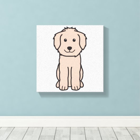 Goldendoodle Dog Cartoon Canvas Afdruk (Insitu (Houten vloer))
