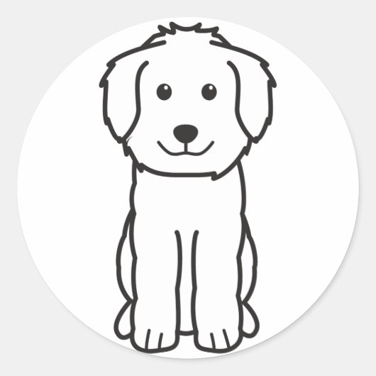 Goldendoodle Dog Cartoon Ronde Sticker (Voorkant)
