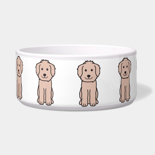 Goldendoodle Dog Cartoon Voerbakje (Links)