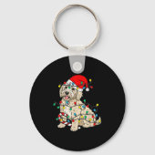 Goldendoodle Dog Christmas Lights Santa Xmas Pet D Sleutelhanger (Voorkant)