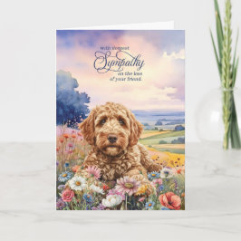 Goldendoodle Dog Field of Wildflowers Pet Sympathy Kaart