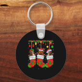 Goldendoodle Dog In Christmas Socks Funny Pet Dog Sleutelhanger (Voorkant)