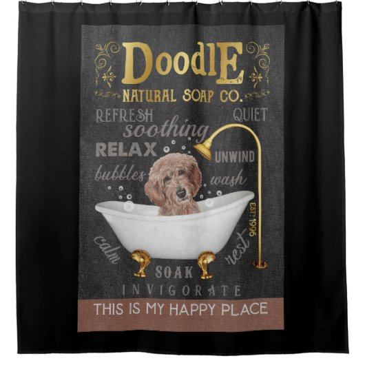 Goldendoodle Dog Natural Bath Soap Company Canvas Douchegordijn (Voorkant)