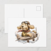 Goldendoodle Dog Pilot Airplane Briefkaart (Voorkant / Achterkant)