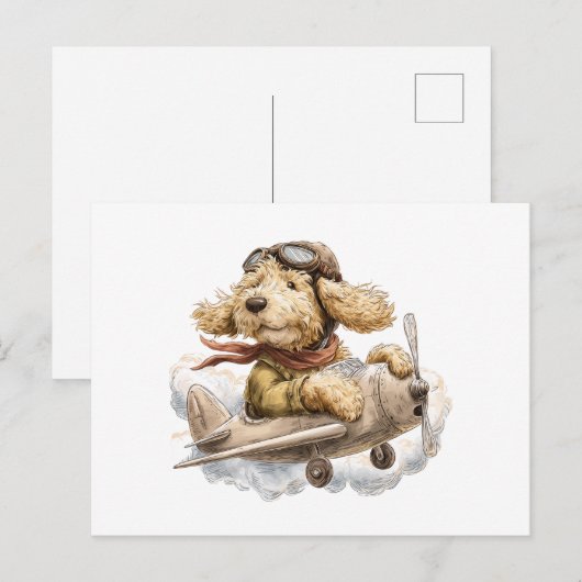 Goldendoodle Dog Pilot Airplane Briefkaart (Voorkant / Achterkant)